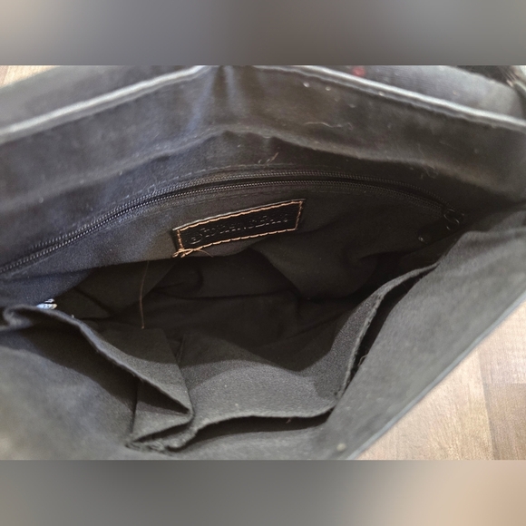 ST JOHNS BAY black Pebbled Leather Shoulder Bag Crossbody Y2K Boho Coach Buckle - Picture 9 of 12